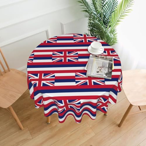 LEVNDIEJ Runde Tischdecke mit Hawaii-Flaggen-Druck, für drinnen und draußen, Picknick-Tischdecke, Küche, Terrasse, Party von LEVNDIEJ