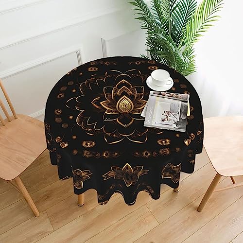 LEVNDIEJ Runde Tischdecke mit Lotusblumen-Druck, für drinnen und draußen, Picknick-Tischdecke, Küche, Terrasse, Party von LEVNDIEJ