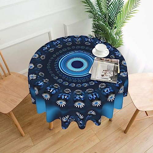LEVNDIEJ Runde Tischdecke mit Mini-Blumen-Wirbel-Druck, für drinnen und draußen, Picknick-Tischdecke, Küche, Terrasse, Party von LEVNDIEJ