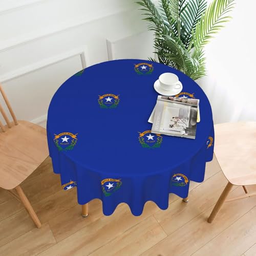 LEVNDIEJ Runde Tischdecke mit Nevada-Flaggen-Druck, für drinnen und draußen, Picknick-Tischdecke, Küche, Terrasse, Party von LEVNDIEJ