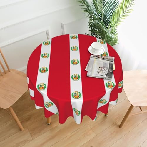 LEVNDIEJ Runde Tischdecke mit Peru-Motiv, für drinnen und draußen, Picknick-Tischdecke, Küche, Terrasse, Party von LEVNDIEJ