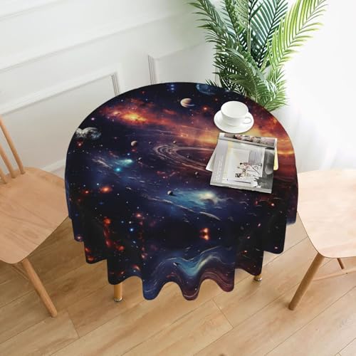 LEVNDIEJ Runde Tischdecke mit Planeten-Druck, für drinnen und draußen, Picknick-Tischdecke, Küche, Terrasse, Party von LEVNDIEJ