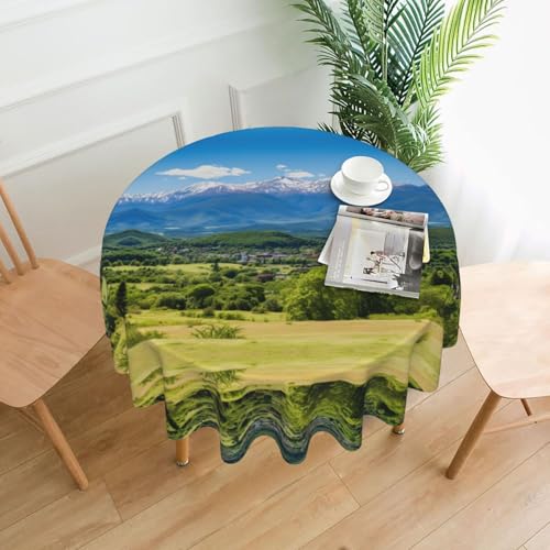 LEVNDIEJ Runde Tischdecke mit Schneebergaufdruck, für drinnen und draußen, Picknick-Tischdecke, Küche, Terrasse, Party von LEVNDIEJ
