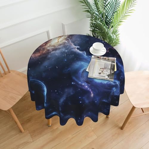LEVNDIEJ Runde Tischdecke mit Sonnensystem-Druck, für drinnen und draußen, Picknick-Tischdecke, Küche, Terrasse, Party von LEVNDIEJ