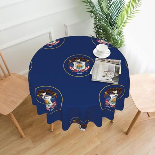 LEVNDIEJ Runde Tischdecke mit Utah-Flaggen-Druck, für drinnen und draußen, Picknick-Tischdecke, Küche, Terrasse, Party von LEVNDIEJ
