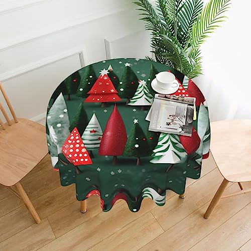 LEVNDIEJ Runde Tischdecke mit Weihnachtsbaum-Druck, für drinnen und draußen, Picknick-Tischdecke, Küche, Terrasse, Party von LEVNDIEJ