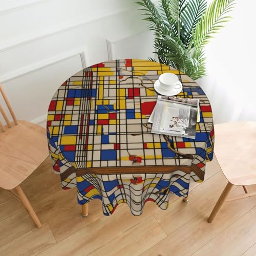 LEVNDIEJ Runde Tischdecke mit afrikanischem Schlammmuster, für drinnen und draußen, Picknick-Tischdecke, Küche, Terrasse, Party von LEVNDIEJ