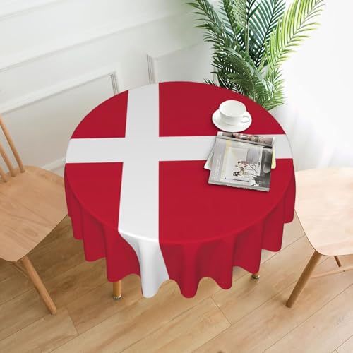 LEVNDIEJ Runde Tischdecke mit dänischer Flagge, für drinnen und draußen, Picknick-Tischdecke, Küche, Terrasse, Party von LEVNDIEJ