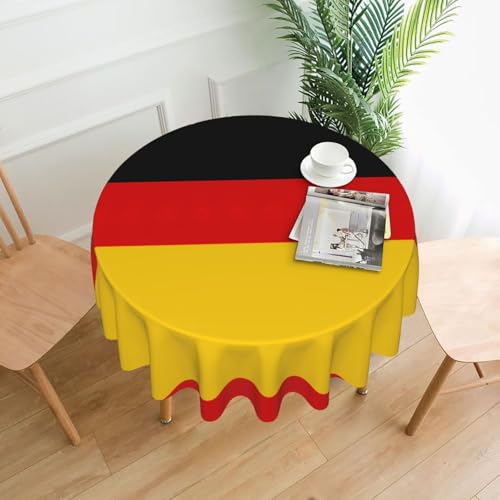 LEVNDIEJ Runde Tischdecke mit deutschem Flaggen-Druck, für drinnen und draußen, Picknick-Tischdecke, Küche, Terrasse, Party von LEVNDIEJ