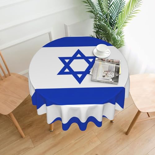 LEVNDIEJ Runde Tischdecke mit israelischer Flagge, für drinnen und draußen, Picknick-Tischdecke, Küche, Terrasse, Party von LEVNDIEJ
