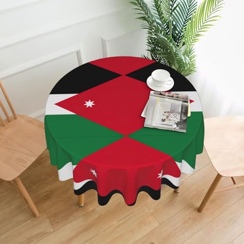 LEVNDIEJ Runde Tischdecke mit jordanischer Flagge, für drinnen und draußen, Picknick-Tischdecke, Küche, Terrasse, Party von LEVNDIEJ
