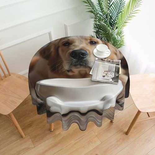 LEVNDIEJ Runde Tischdecke mit niedlichem Hundeknochenmotiv, für drinnen und draußen, Picknick-Tischdecke, Küche, Terrasse, Party von LEVNDIEJ