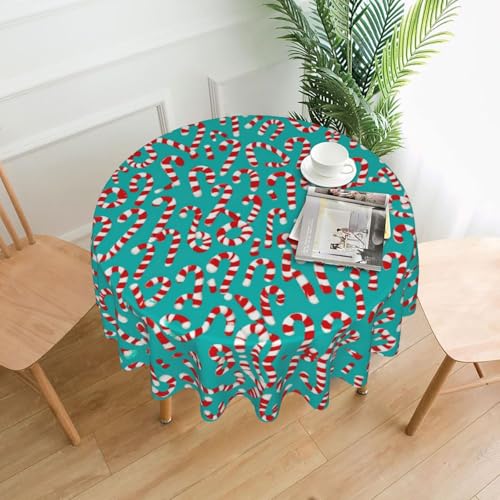 LEVNDIEJ Runde Tischdecke mit süßem Süßigkeiten-Hintergrund, für drinnen und draußen, Picknick-Tischdecke, Küche, Terrasse, Party von LEVNDIEJ