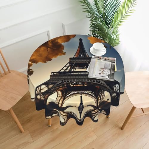 LEVNDIEJ Schöne runde Tischdecke mit Eiffelturm-Motiv, für drinnen und draußen, Picknick-Tischdecke, Küche, Terrasse, Party von LEVNDIEJ
