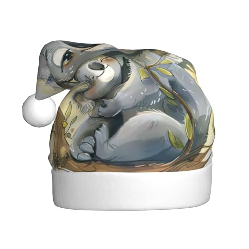LEVNDIEJ Süße Koala-Mama- und Baby-Weihnachtsmannmütze, Erwachsene, Weihnachtsmütze, Urlaub für Unisex, Weihnachtsmütze für Neujahrsparty von LEVNDIEJ