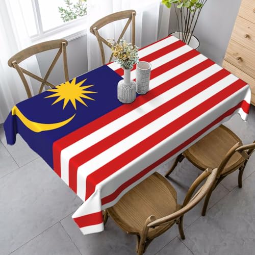 LEVNDIEJ Tischdecke mit Malaysia-Flaggen-Druck, Tischdecke für drinnen und draußen, Esstischdecke für Cafés, Partys, Hochzeiten von LEVNDIEJ
