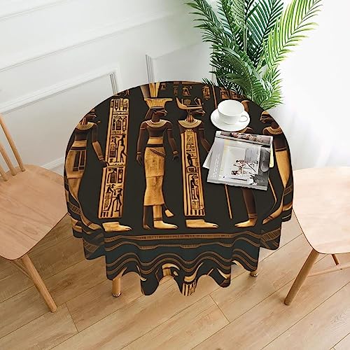 LEVNDIEJ Tischdecke mit antikem ägyptischen Hieroglyphen-Druck, runde Tischdecke für drinnen und draußen, Picknick-Tischdecken, Küche, Terrasse, Party von LEVNDIEJ