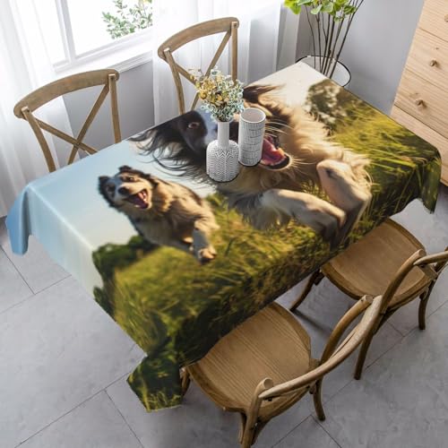 LEVNDIEJ Tischdecke mit lustigem Hundemotiv, für drinnen und draußen, Esstischdecke für Cafés, Partys, Hochzeiten von LEVNDIEJ