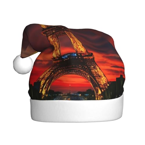 LEVNDIEJ Turm Paris Weihnachtsmannmütze, Erwachsene, Weihnachtsmütze, Feiertag für Unisex, Weihnachtsmütze für Neujahr, festliche Party von LEVNDIEJ