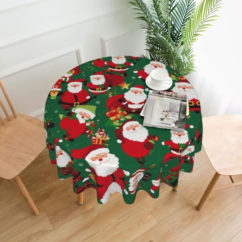 LEVNDIEJ Weihnachtliche Tischdecke mit lustigem Zwergen-Druck, rund, für drinnen und draußen, Picknick-Tischdecke, Küche, Terrasse, Party von LEVNDIEJ