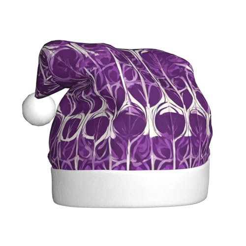 LEVNDIEJ Weihnachtsmütze für Erwachsene, Weihnachtsmütze, Unisex, Weihnachtsmütze für Neujahr, festliche Party, Violett, Muster 02 von LEVNDIEJ