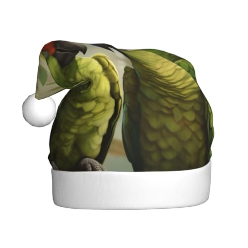 LEVNDIEJ Weihnachtsmütze für Paare, Papageien, olivgrün, für Erwachsene, Weihnachtsmütze, Urlaub für Unisex, Weihnachtsmütze für Neujahr, festliche Party von LEVNDIEJ