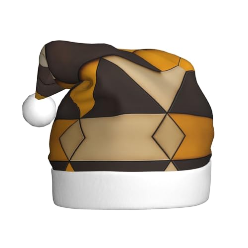 LEVNDIEJ Weihnachtsmütze mit Dreiecken, Gelb und Braun, für Erwachsene, Weihnachtsmütze, Feiertag für Unisex, Weihnachtsmütze für Neujahrsparty von LEVNDIEJ