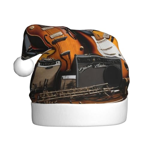 LEVNDIEJ Weihnachtsmütze mit E-Gitarre für Erwachsene, Weihnachtsmütze, Feiertag für Unisex, Weihnachtsmütze für Neujahr, festliche Party von LEVNDIEJ