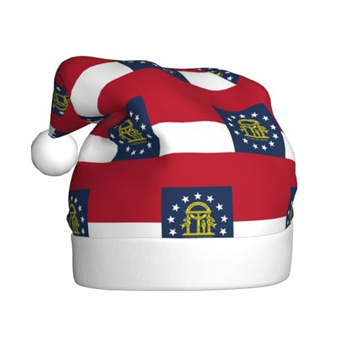 LEVNDIEJ Weihnachtsmütze mit Georgia-Flagge, Erwachsene, Weihnachtsmütze, Feiertag für Unisex, Weihnachtsmütze für Neujahrsparty von LEVNDIEJ