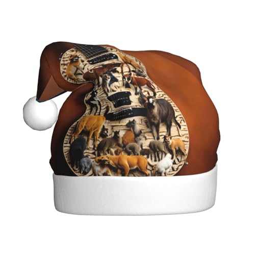 LEVNDIEJ Weihnachtsmütze mit Gitarrenmuster, Erwachsene, Weihnachtsmütze, Feiertag für Unisex, Weihnachtsmütze für Neujahrsparty von LEVNDIEJ