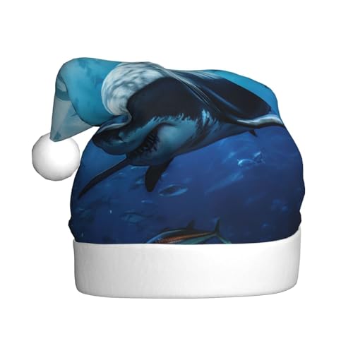 LEVNDIEJ Weihnachtsmütze mit Haifisch-Motiv, Erwachsene, Weihnachtsmütze, Feiertag für Unisex, Weihnachtsmütze für Neujahr, festliche Party von LEVNDIEJ