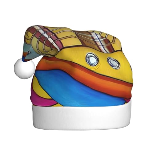 LEVNDIEJ Weihnachtsmütze mit Kunst-Gitarren-Muster, Erwachsene, Weihnachtsmütze, Feiertag für Unisex, Weihnachtsmütze für Neujahrsparty von LEVNDIEJ