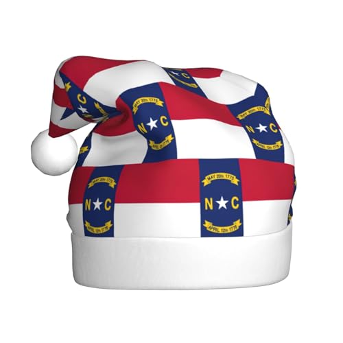 LEVNDIEJ Weihnachtsmütze mit Nord-Carolina-Flagge, für Erwachsene, Weihnachtsmütze, Feiertag für Unisex, Weihnachtsmütze für Neujahrsparty von LEVNDIEJ