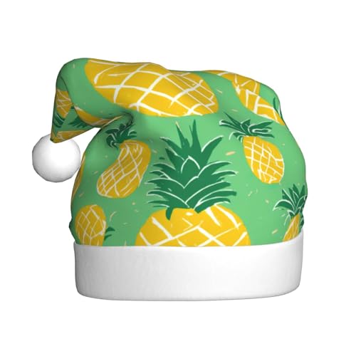 LEVNDIEJ Weihnachtsmütze mit goldenem Ananas-Hintergrund, für Erwachsene, Weihnachtsmütze, Urlaub für Unisex, Weihnachtsmütze für Neujahrsparty von LEVNDIEJ