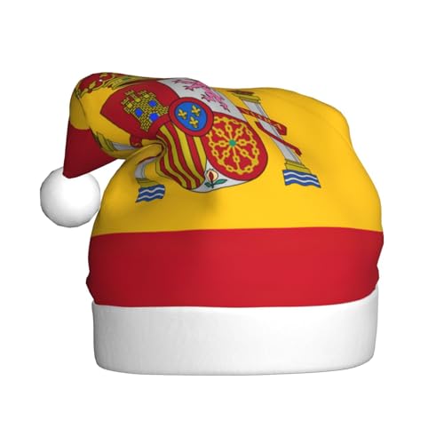LEVNDIEJ Weihnachtsmütze mit spanischer Flagge, Erwachsene, Weihnachtsmütze, Feiertag für Unisex, Weihnachtsmütze für Neujahr, festliche Party von LEVNDIEJ