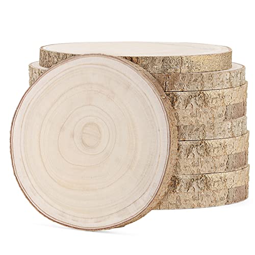 LEXININ 10 Stück 18-20 cm natürliche runde Holzscheiben, Baumscheiben unlackierte rustikale Holzscheiben, große Holzkreise für Hochzeiten, Tischaufsätze, Handwerk, Dekor von LEXININ