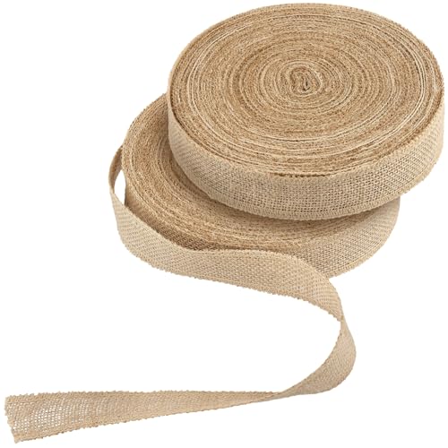 LEXININ 2 Rollen 4 cm x 30 m Sackleinenband, natürliche Jutebandrolle, braune Jute-Stoffrolle für Heimwerker, Handwerk von LEXININ