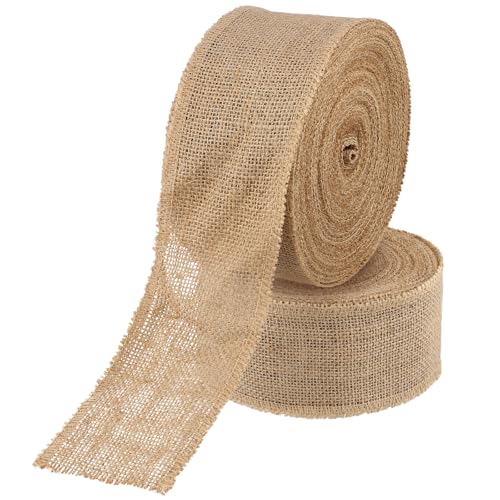 LEXININ 2 Rollen 8 cm x 20 m Sackleinenband, natürliche Jute-Stoffrolle, braunes Juteband Rolle für DIY, Handwerk von LEXININ