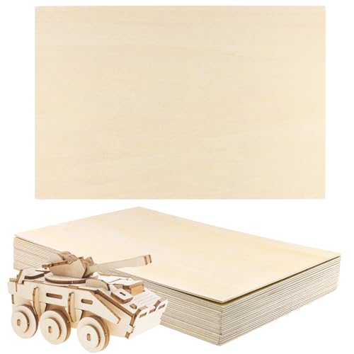 LEXININ 20 Stück 200 x 300 x 2 mm rechteckige Lindenholzplatten, unlackierte Sperrholzplatten, Holz-Bastelplatten zum Basteln, Schneiden, Malen, Schnitzen, Färben von LEXININ