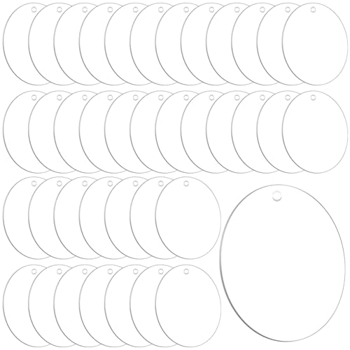 LEXININ Runde Acrylscheiben, 7,6 cm, blanko, 76 x 1,5 mm, transparente Acryl-Kreise mit Loch, runde Acrylplatten für Bastelprojekte, DIY, Malerei, 100 Stück von LEXININ