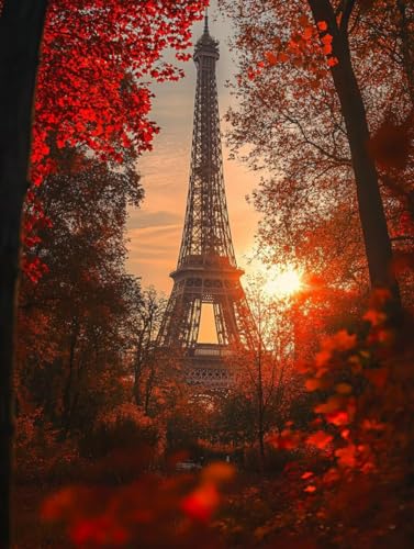 Eiffelturm Diamond Painting Landschaft Diamond Painting Erwachsene Kinder DIY Vollbohrer Stickerei Kreuzstich Diamanten Malerei Bilder Set für Anfänger, Zimmer Deko Wohnzimmer Geschenke 60x80cm u7-92A von LEYAUPGO