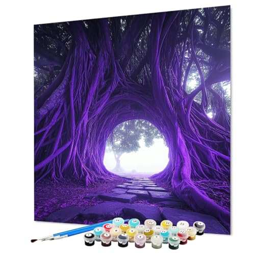 Malen Nach Zahlen Erwachsene Baum, Malen Nach Zahlen Baumloch, DIY Basteln Erwachsene Handgemalt Ölgemälde Set mit Pinsel und Acrylfarbe für Wand Deko, Geschenk für Frauen 80 x 110 cm (Model-0391) von LEYAUPGO