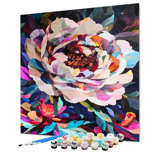 Malen Nach Zahlen Erwachsene Blume Malen Nach Zahlen Kunst Paint by Numbers mit Pinsel und Acrylfarben, DIY Bastelset Erwachsene Handgemalt Ölgemälde für Zimmer Deko Asthetik 50 x 70 cm (Model-0394) von LEYAUPGO