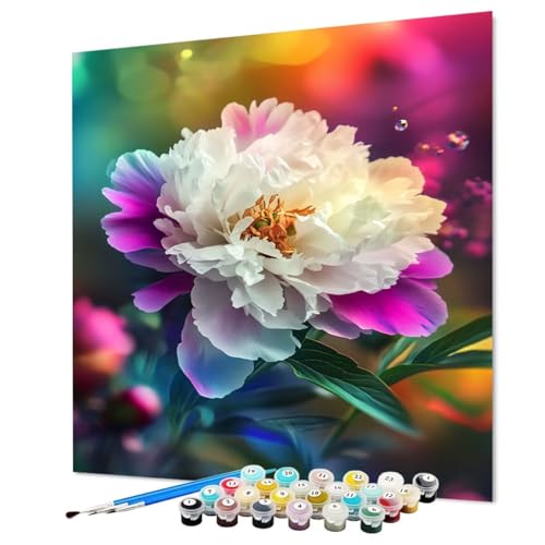 Malen Nach Zahlen Erwachsene Blume Malen Nach Zahlen Pflanze Paint by Numbers mit Pinsel und Acrylfarben, DIY Bastelset Erwachsene Handgemalt Ölgemälde für Zimmer Deko Asthetik 50 x 70 cm (Model-0395) von LEYAUPGO