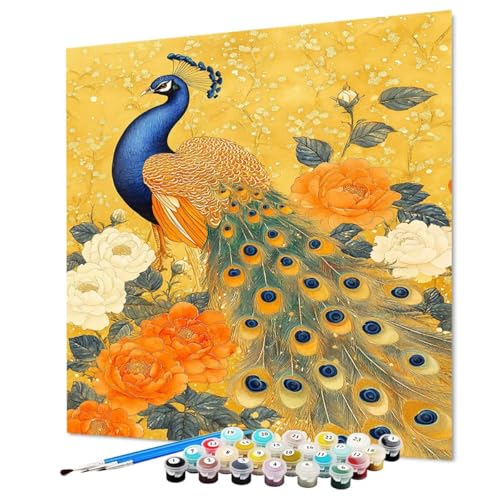 Malen Nach Zahlen Erwachsene Blume Malen Nach Zahlen Tier Paint by Numbers mit Pinsel und Acrylfarben, DIY Bastelset Erwachsene Handgemalt Ölgemälde für Zimmer Deko Asthetik 50 x 70 cm (Model-0405) von LEYAUPGO