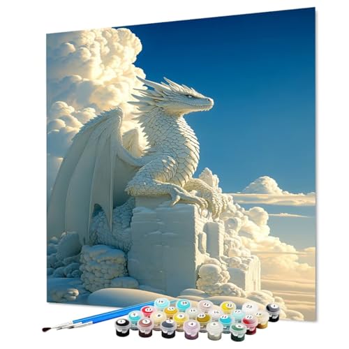 Malen Nach Zahlen Erwachsene Drachen, Malen Nach Zahlen Tier, DIY Basteln Erwachsene Handgemalt Ölgemälde Set mit Pinsel und Acrylfarbe für Deko Wohnzimmer, Geschenk für Frauen 60 x 80 cm (Model-0408) von LEYAUPGO