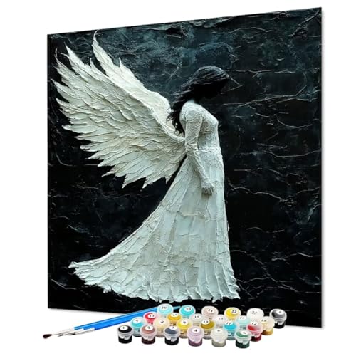 Malen Nach Zahlen Erwachsene Flügel Malen Nach Zahlen Engel Paint by Numbers mit Pinsel und Acrylfarben, DIY Bastelset Erwachsene Handgemalt Ölgemälde für Zimmer Deko Asthetik 90 x 120 cm (Model-0933) von LEYAUPGO