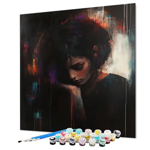 Malen Nach Zahlen Erwachsene Frau Malen Nach Zahlen Kunst Paint by Numbers mit Pinsel und Acrylfarben, DIY Bastelset Erwachsene Handgemalt Ölgemälde für Zimmer Deko Asthetik 50 x 70 cm (Model-0934) von LEYAUPGO