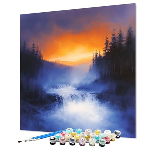 Malen Nach Zahlen Erwachsene Kunst Malen Nach Zahlen Landschaft Paint by Numbers mit Pinsel und Acrylfarben, DIY Bastelset Erwachsene Handgemalt Ölgemälde für Zimmer Deko 35 x 50 cm (Model-0924) von LEYAUPGO