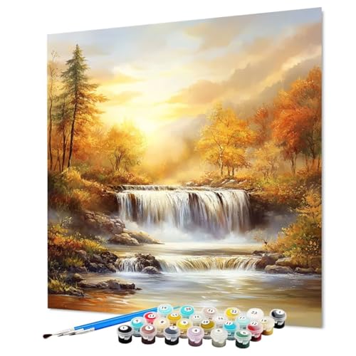 Malen Nach Zahlen Erwachsene Landschaft, Malen Nach Zahlen River, DIY Basteln Erwachsene Handgemalt Ölgemälde Set mit Pinsel und Acrylfarbe für Wand Deko, Geschenk für Frauen 100 x 135 cm (Model-0929) von LEYAUPGO